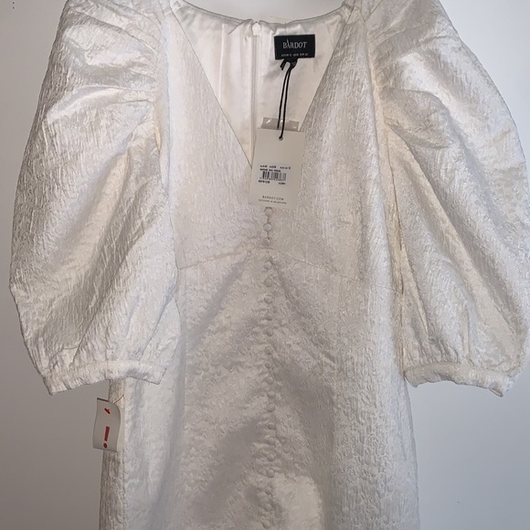 Bardot | Marnie Mini Dress Puff Sleeve in Ivory Size M - Picture 11 of 14